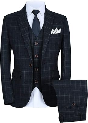 Veste blazer à carreaux coupe ajustée 3 pièces + gilet + pantalon