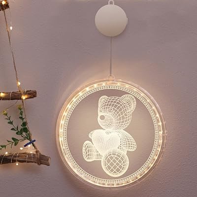 Lampe décorative led ours mignon, applique murale suspendue pour vitrine de magasin