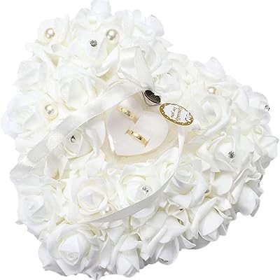 The white shop porte-bague de mariage en forme de cœur en dentelle blanche