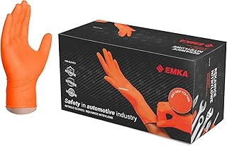 Gants en nitrile orange emca automotive safety, 7,0 ml, sans poudre, 100 pièces/boîte