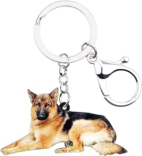 Porte-clés en acrylique chien de berger allemand pour femmes et filles, porte-clés