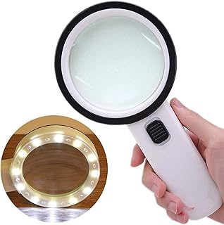 Loupe 30x avec ampoule, double lentille en verre avec poignée de maintien, loupe