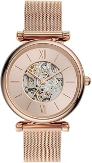 Montre fossil carly automatique en acier inoxydable or rose pour femme, modèle me3175