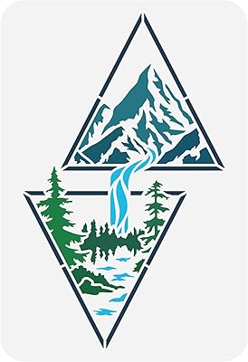 Fingerinspire triangle nature paysage pochoir 11,7x8,3 pouces grandes montagnes rivière forêt arbres modèle