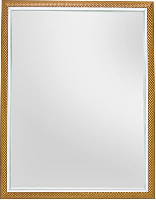 Miroir suspendu de forme rectangulaire avec cadre en plastique, design rustique pour salle