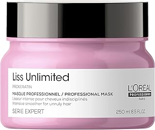 Masque l'oréal professionnel pour cheveux rebelles et bouclés, série expert liss unlimited, 250