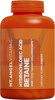 Vitamines mt. angel - bétaïne d'acide chlorhydrique, favorise une digestion saine et des sucs gastriques (200 chlorocaps végétariens). Diaytar : Qualité professionnelle, prix grand public