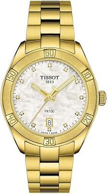 Montre décontractée tissot femme pr 100 sports chic en acier inoxydable