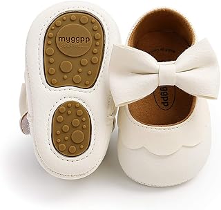 Bebarfer chaussures bébé fille mary jane chaussures plates antidérapantes semelle blanche chaussures