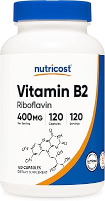 Nutricost vitamine b2 sans gluten et sans ogm (riboflavine), 400 mg, 120 gélules