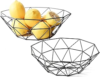 Bol à fruits en fil métallique, 2 paniers de rangement pour légumes, pains
