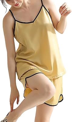 Pyjamas pour femmes ensemble de pyjama sexy à col en v uni