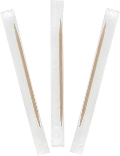 Hotpack 1000 cure-dents jetables en bambou emballés individuellement, durables double face