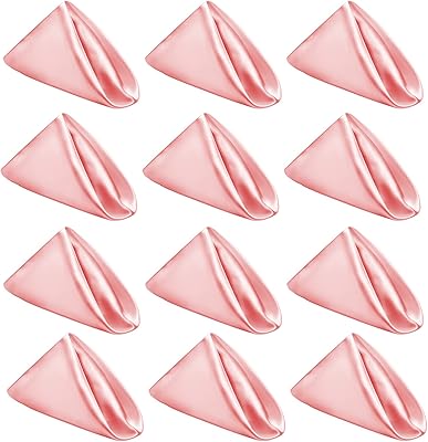 Lot de 12 serviettes roses, serviettes de table lavables en polyester, serviettes douces