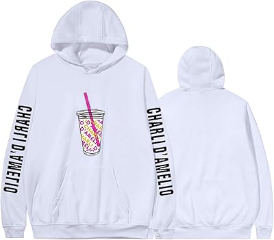 Sweat-shirt imprimé noir charli de amelio avec manteau à capuche épais (blanc-a, l). Profitez des meilleurs deals du Sénégal sur Diaytar