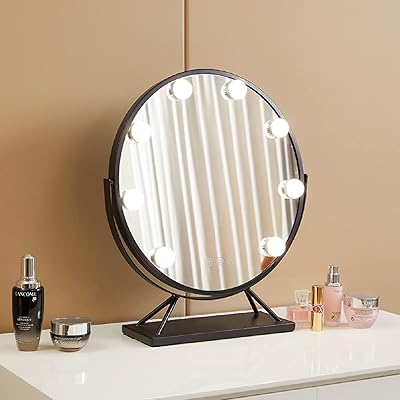 Miroir de maquillage maston avec lumière rotative à 360 degrés et lumières tactiles