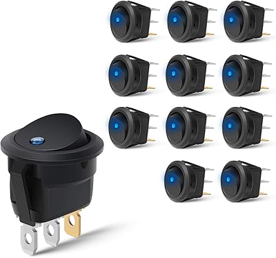 Interrupteur circulaire led bleu 12v 20a dc on off spst pour voiture