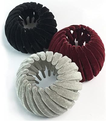 3 pinces à cheveux en velours avec griffes de plantes, élastique pour queue