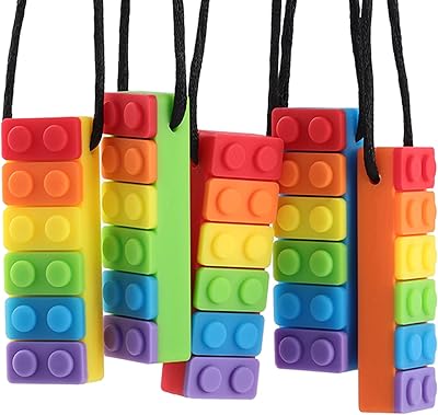 Collier à mâcher sensoriel, jouets à mâcher de couleur arc-en-ciel pour enfants autistes