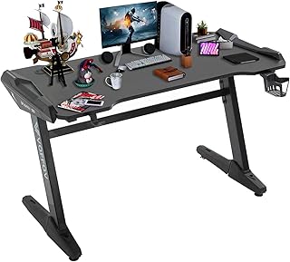 Bureau de jeu avec lumières led rvb d'ordinateur pc table en forme