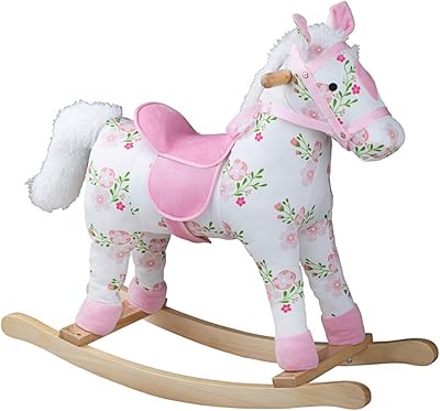 Cheval à bascule en peluche big jiggs toys avec motif floral - cheval