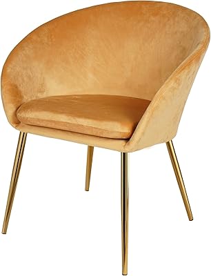 Chaise de salle à manger avec pieds en velours doré de forme ronde