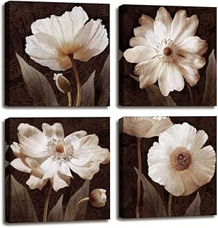 Art mural sur toile fleurs blanches contemporaines vie simple images pour de ́coration