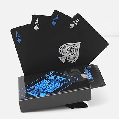 Cartes à jouer de poker noires imperméables en pvc indusi pour accessoires magiques