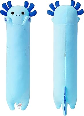 Oreiller axolotl en peluche longue bleue peachcat avec un joli motif d'animal