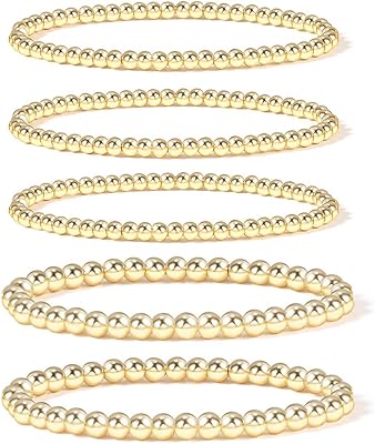 Bracelet de perles en or pour femme, bracelet de perles flexible plaqué or