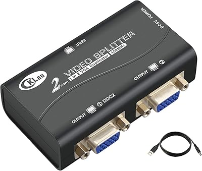 Boîtier répartiteur vga ck lau avec bande passante de 450 mhz, 2 ports