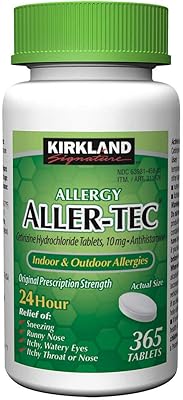 Kirkland signature aller-tec cétirizine hcl 10 mg/comprimé antihistaminique flacon de 365 comprimés