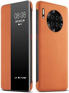 Étui à rabat en cuir pu eudth avec fenêtre smart view pour huawei