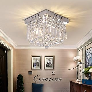 Plafonnier led k9 en cristal, lumière chaude jaune, lustre carré pour salle à