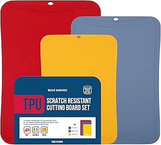 Planches à découper en tpu ginkgo bleu (lot de 3) flexibles résistantes aux