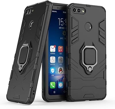 Huawei y9 (2018) coque de protection double couche durable avec béquille anneau