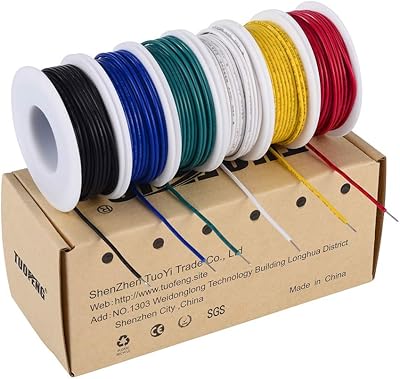 Kit de fils solides tuffeng 22 awg - 6 bobines de couleurs différentes