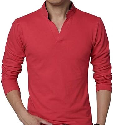 Jinqin pull pour hommes, mode hommes col en v chemise à col montant