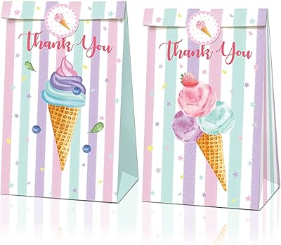 Sacs cadeaux sur le thème de la crème glacée d'été, sacs en papier