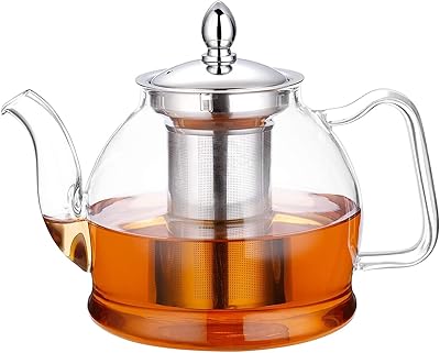 Théière en verre borosilicate fuquatin 1200 ml avec infuseur en verre résistant à
