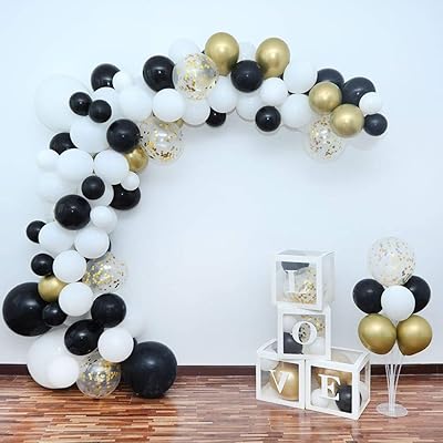 Kit de guirlande d'arche de ballons, 107 pièces 10" 12" 18" or noir