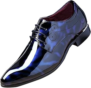 Chaussures de travail modernes à bout pointu pour hommes en cuir verni à