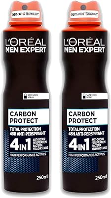 L'oréal expert total protection spray corporel anti-transpirant pour hommes carbon protect, 250 ml