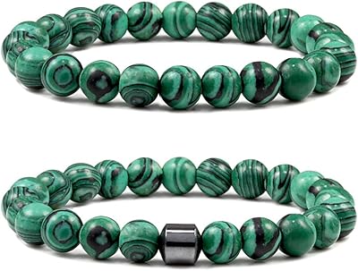Ensemble de bracelets en malachite, bracelets de perles tendues faits à la main