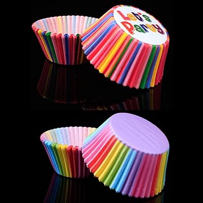 200 pièces de doublures de cupcakes arc-en-ciel brillant, gobelets de cuisson en papier