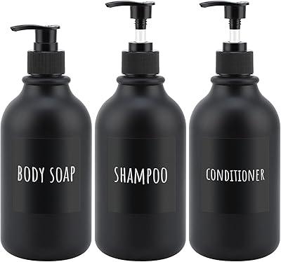 Distributeur de shampoing sigbeauty noir mat 3 flacons pompe rechargeables de 169 oz