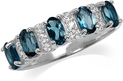 Bague en argent sterling 925 de 135 carat plaquée or blanc et topaze