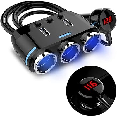 Chargeur de voiture allume-cigare adaptateur multiprise à 3 prises 100 w