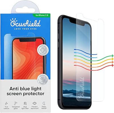 Protecteur d'écran anti-lumière bleue en verre trempé ocushield pour iphone 7/8 - dispositif