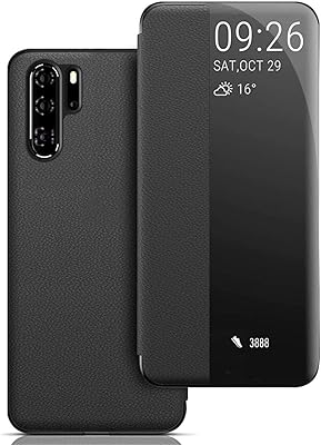 Coque huawei p30 pro, fonction veille/réveil automatique, fenêtre de visualisation pliable intelligente, coque